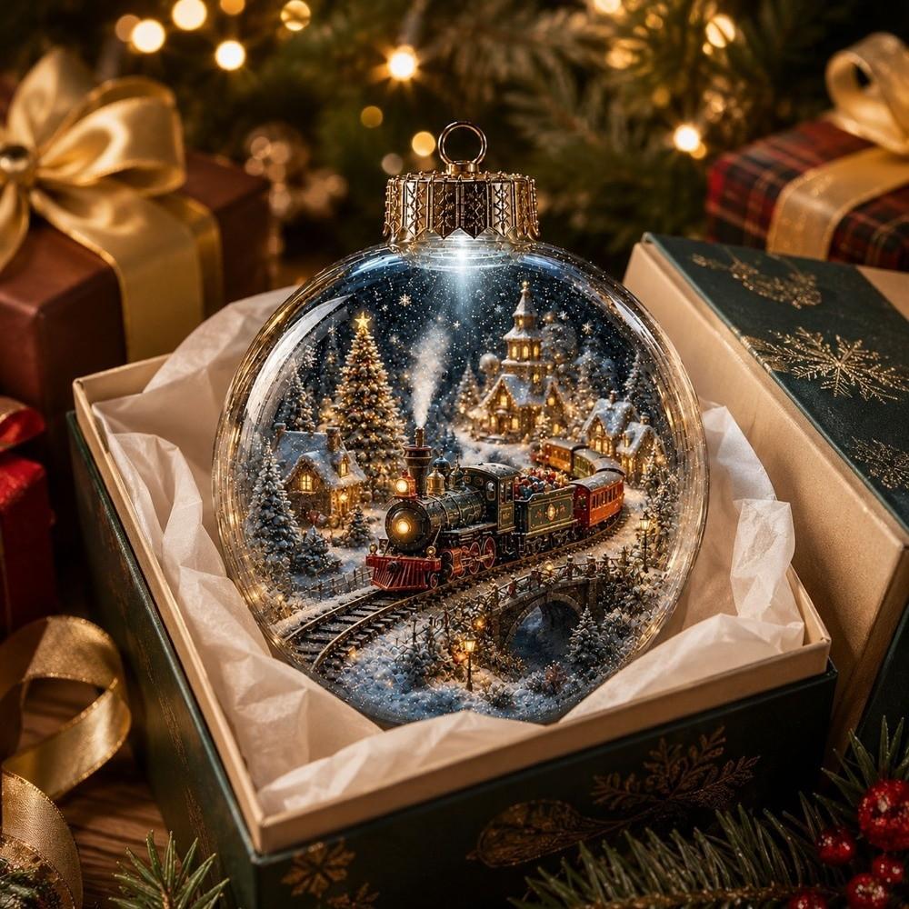 Acrylic Clear Christmas Bauble Hanging LED Lighted Christmas Spherical Pendant Christmas Tree