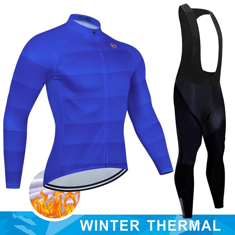 2025  Winter Thermal Fleece Cycling Jersey Set Man's Long Sleeves Cycling Kits Mountain Bike Jersey Road Bike Cycling Suit