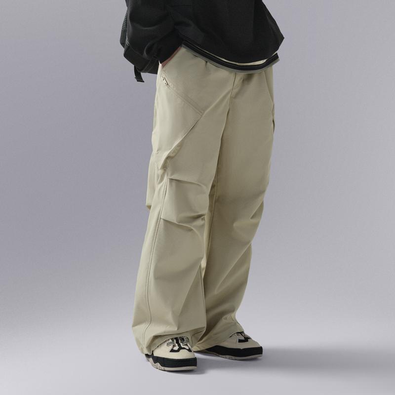 Li Ning CF Series Solid Color Mid Waist Comfortable Breathable Versatile Loose Straight Leg Sports Pants Men Bottoms Limestone AYKU713-2