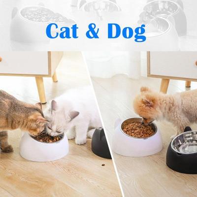 Çıkarılabilir Evcil Hayvan Kasesi Paslanmaz Çelik Mama Kabı Boyun Omurlarını Korur 15 Derece Eğimli Ağız Sevimli Kedi ve Köpek Kasesi Evcil Hayvan