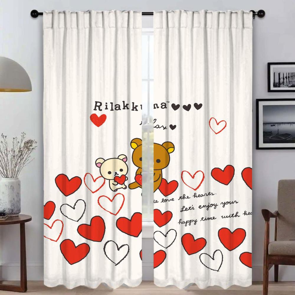 Rilakkumas Curtains for Living Room Curtain Partition Tulle for Bedroom Kitchen Curtains 2 Pieces Halloween Decoration Shades