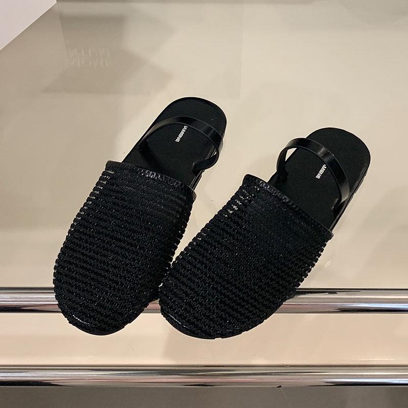 Fashion New 2025 Fashion Round Toe Ladies Flats Slippers Shoes Female Summer Beach Slides Mesh Women Flats Slippers Sandals Shoes Mules