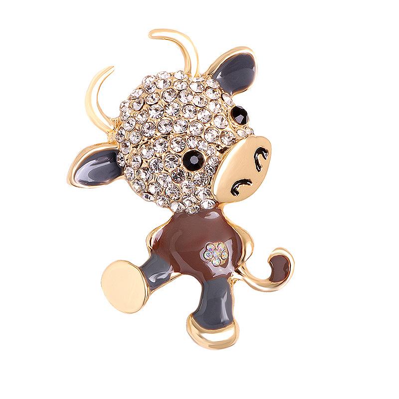 Cute Cartoon Calf Dripping Oil Brooch for the Year of the Ox
