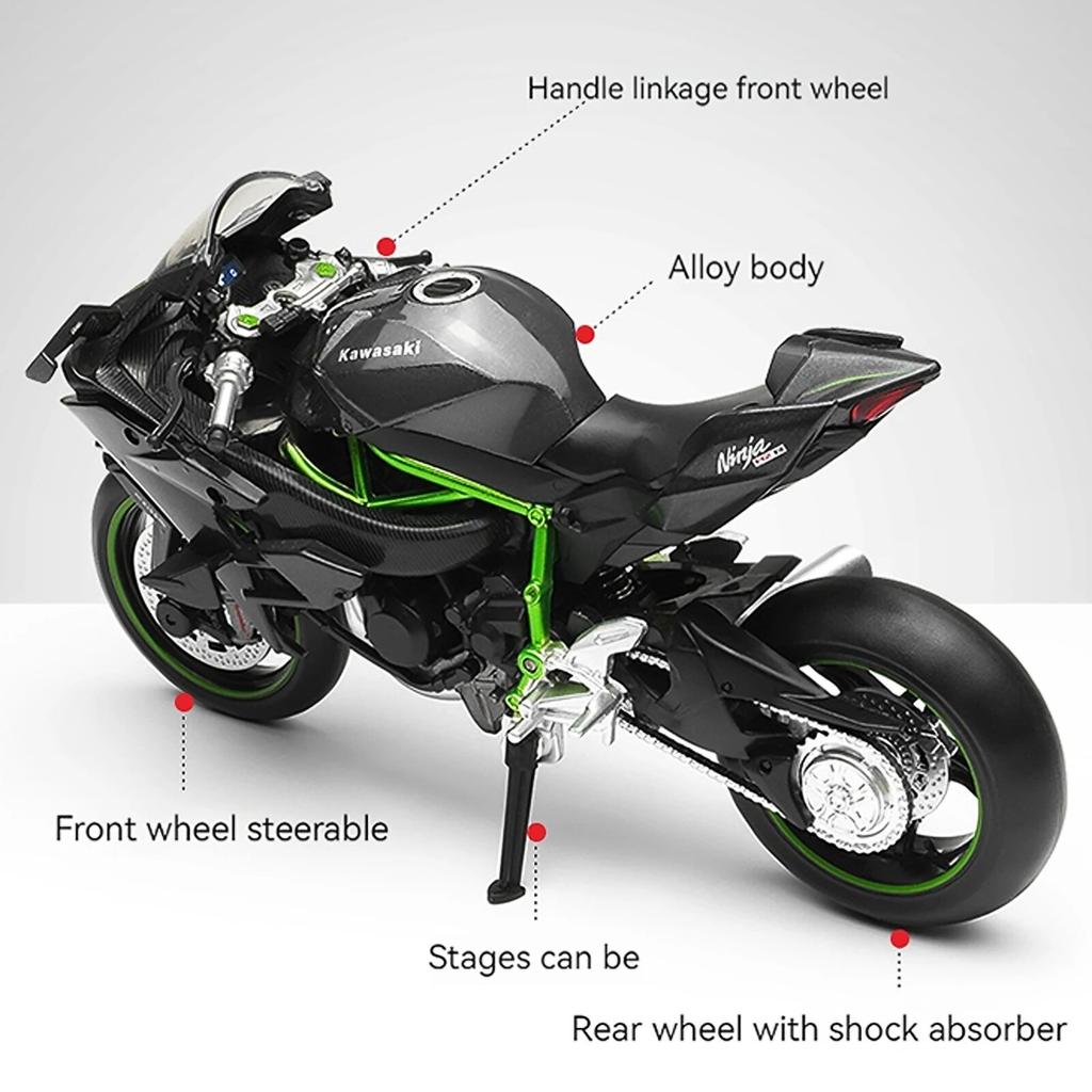1/12 Scale Die Cast Motorcycle Model for Kawasaki Ninja H2R, Motorcycle Model, Kids Moto Toy or Collection, Boyfriend