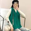 Spring and Autumn Loose Sleeveless Sweater Solid Color Knitted Vest Women's V-neck Bright Silk Fleece Top