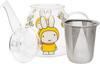Koji Company Miffy Flight Teapot, 500ml, Heat-Resistant, Clear Glass with Tea Strainer, 407907