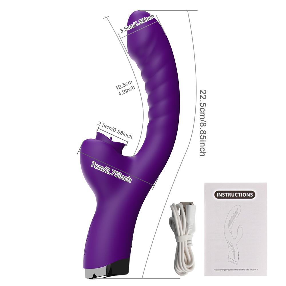 2 In 1 Vibrator for Woman, Vibrating Dildo, Clitoris Vibrator, G-spot Vibrator, Clitoris Suction Cup, Adult Sex Toys
