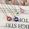 1PC Enamel Evil Eyes Pendant Necklace For Womens Zircon Big Turkish Eye Chains Choker Necklaces Clavicel Chains Lucky Zircon