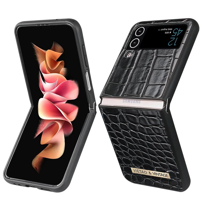 Solid Color High-end Texture Suitable for Business People PU Leather Phone Case for Samsung Galaxy Z Flip 5 4 3 Cover