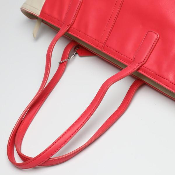 COACH Shoulder Bag Tote Bag leather Red x cream Women 23469 Used