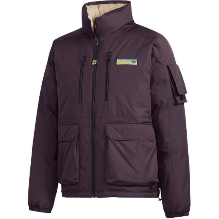 adidas originals Premium Jkt 1 Stay Warm Woven Reversible Cargo Stand Collar Sports Down Jacket Purple Men s GT7291 XS