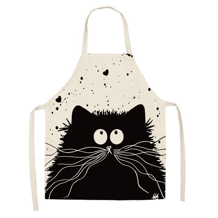 Cute Cartoon Animal Print Apron, Kawaii Cat & Owl Design, Kitchen Cooking Bib Multiple Sizes Available, Perfect for Baking Home