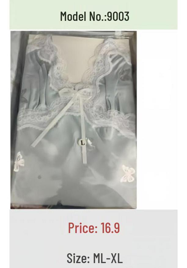 Women's Ice Silk Nightgown Set: Built-in Bra, Camisole, and Skirt - No Returns/Exchanges