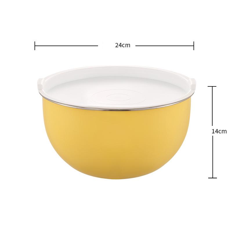 304 Stainless Steel Salad Mixing Bowl with Lid Kitchen Egg Dough Stirring Basin Fruit Vegetable Storage Bowls for Baking Cooking