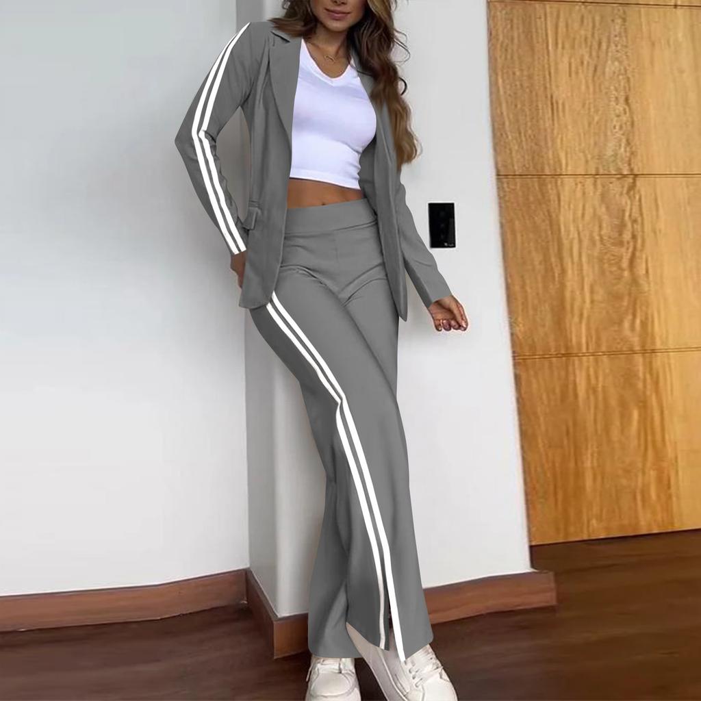Women's Long Coat And Wide-leg Pants Suit Business Casual Two-piece Suit