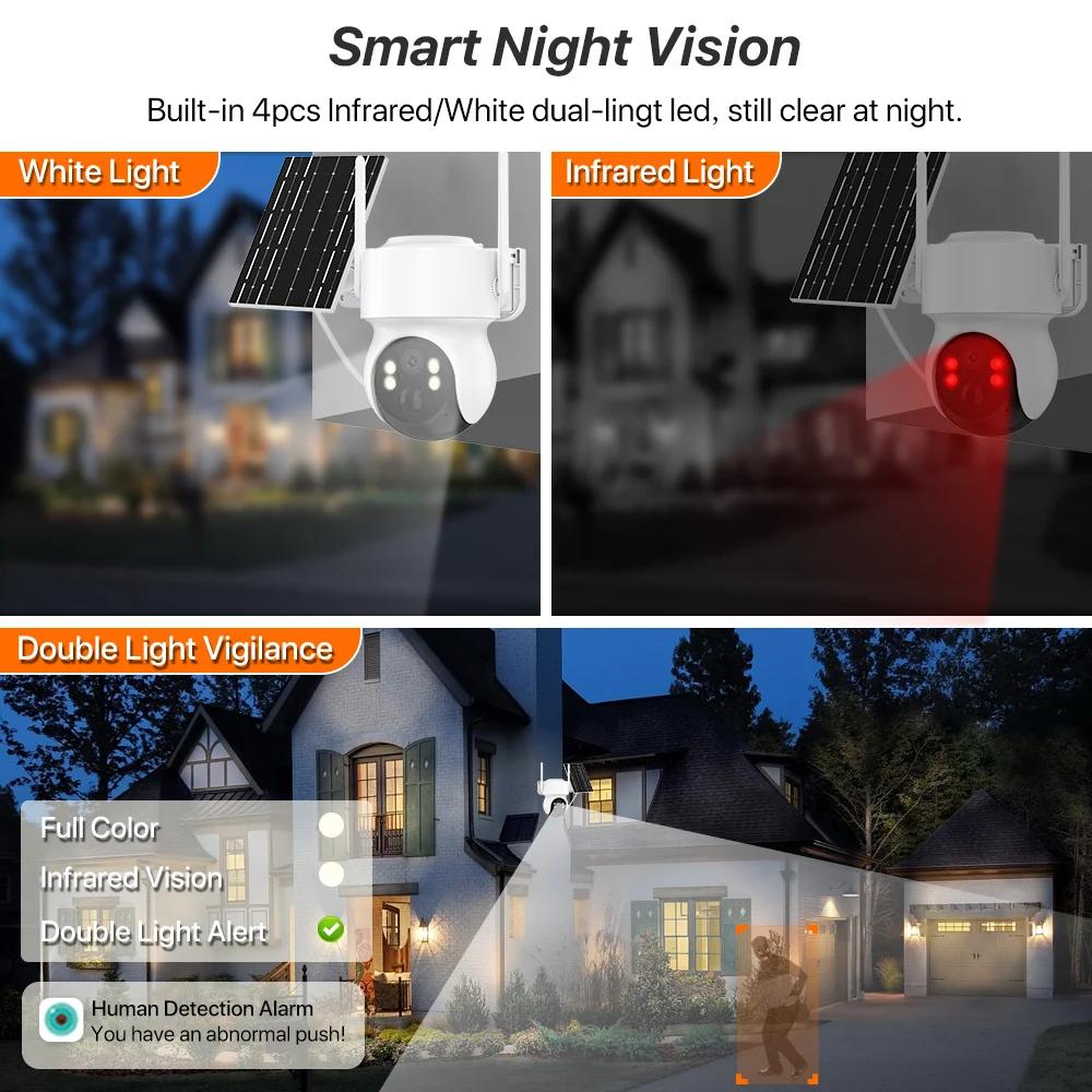 Outdoor 4G SIM Card Solar IP Wireless Built-in Battery Wifi Camera PIR Human Detect 4MP HD Video Surveillance iCSee