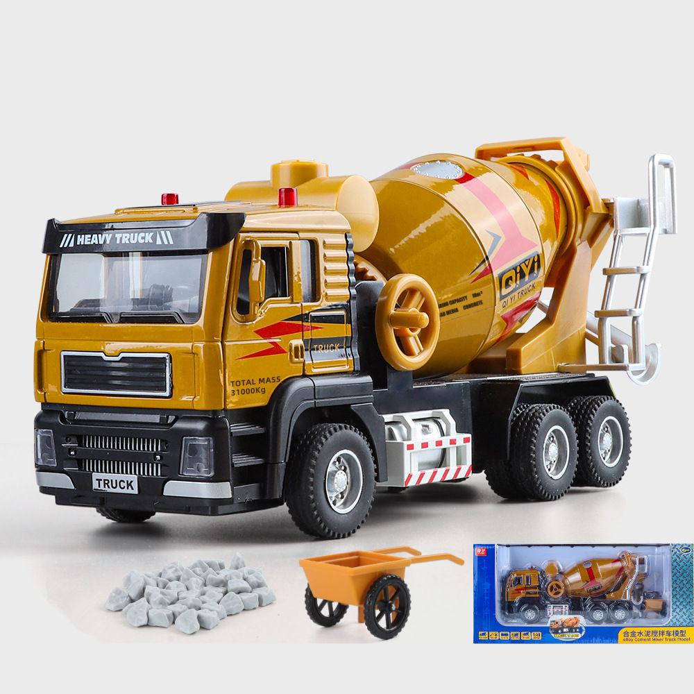 1/40 Alloy Electric Mixer Car Model Diecasts Metal Heavy Cement Mixe Truck Vehicles Car Model Sound and Light Childrens Toy Gift