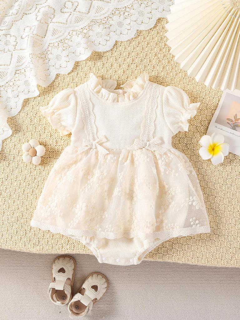 Korean Style 2025 Baby Lace Long Sleeve Romper Dress for Spring and Autumn
