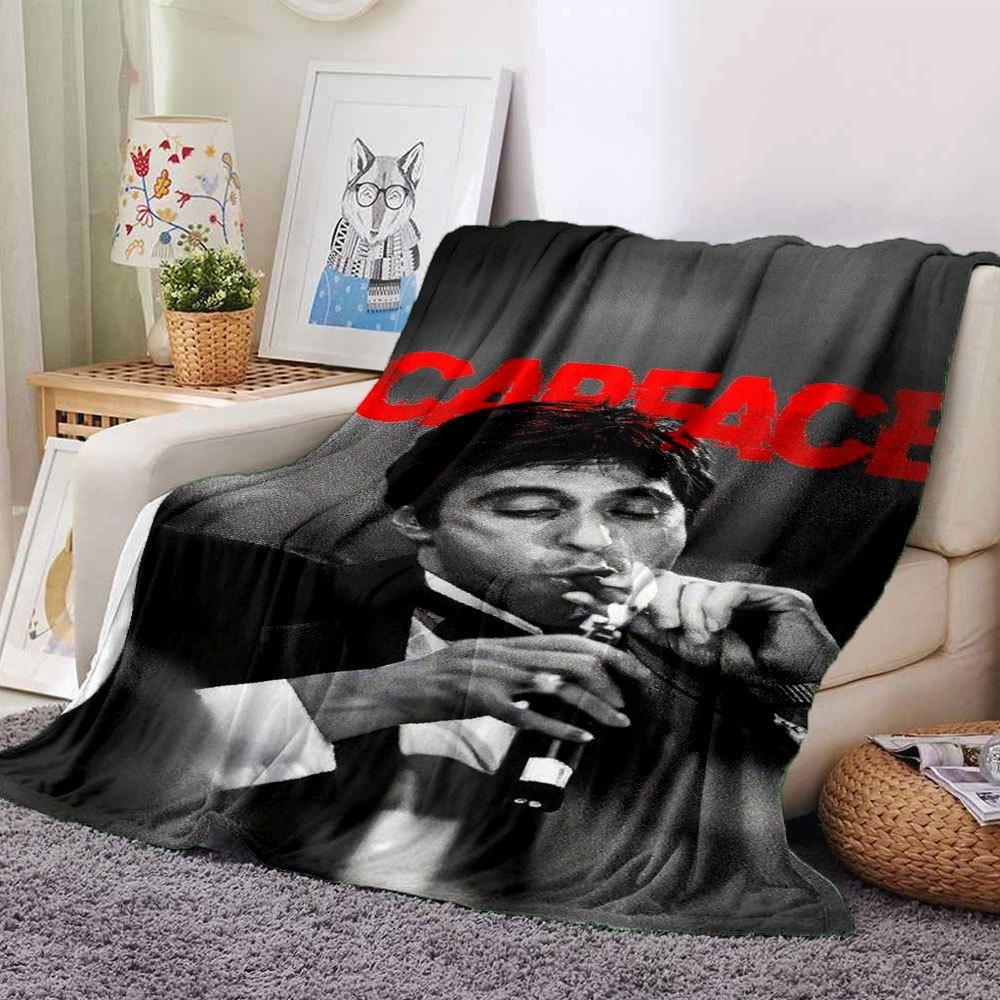 

1pc Scarface-Inspired Flannel Blanket - Soft Cozy All-Season Throw for Bedroom, Sofa, Camping, Travel - Perfect Gift for Movie FansB65 80cmx120cm(31inx47in)