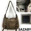 SAZABY Leather Shoulder Bag Dark Brown Soft Leather Multi Pocket women’s(USED)