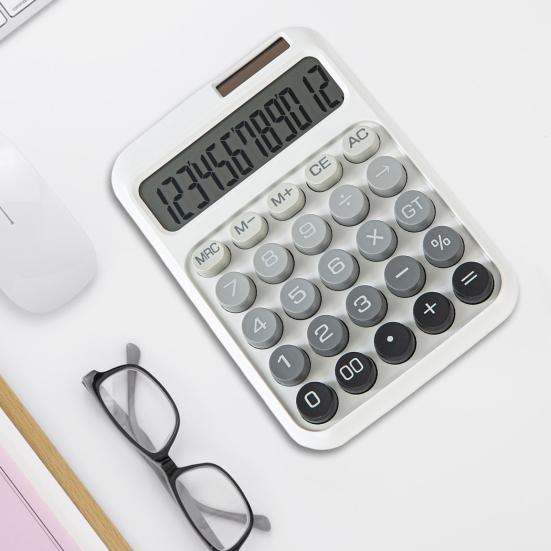 Mechanical Switch Calculator 12 Digits Large LCD Display Desktop Calculator Ergonomic Design Calculators for Teachers Students Office Home School