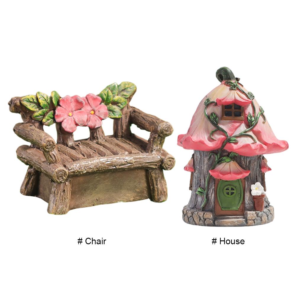 Fairy Garden Kit Resin Micro Landscape Ornaments Mini Fairy Cottage House for Fairy Garden Miniature Moss Landscape DIY