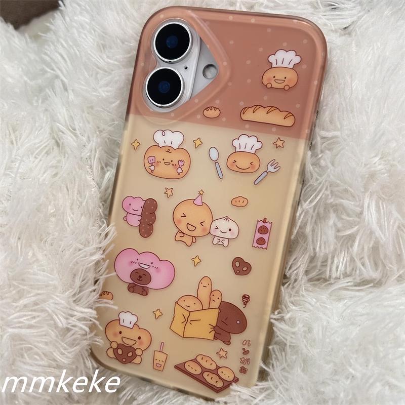 

Y2k Japan INS Style Fashion Toast Bread Couple Phone Case For iPhone16 15 14 13 12 11 Pro Max 78Plus MINI INS Lovely Luck Cover For iPhone 11 Promax