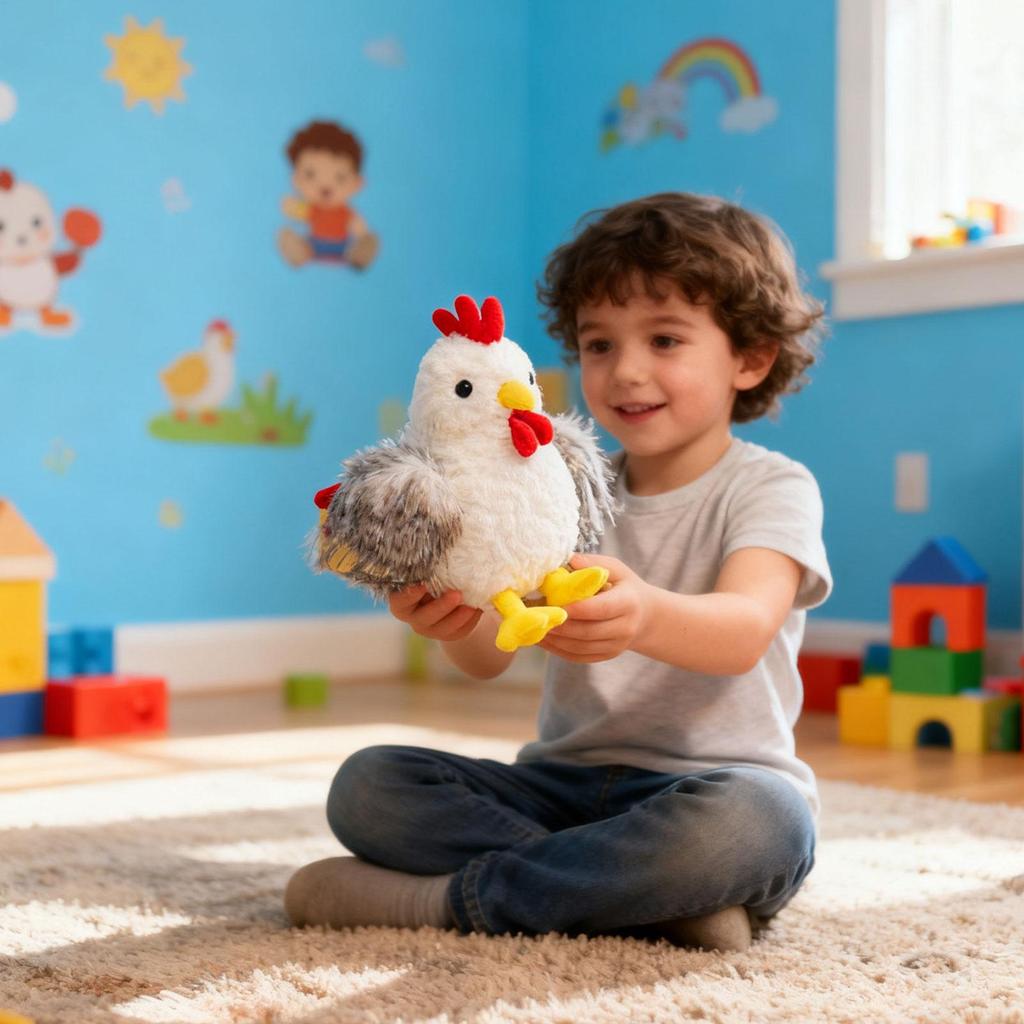 Chicken Baby Toy Sensory Safe Realistic Doll Pillow Soft Plush Rooster for Family Kids Boy Girl Birthday Travel Home Indoor