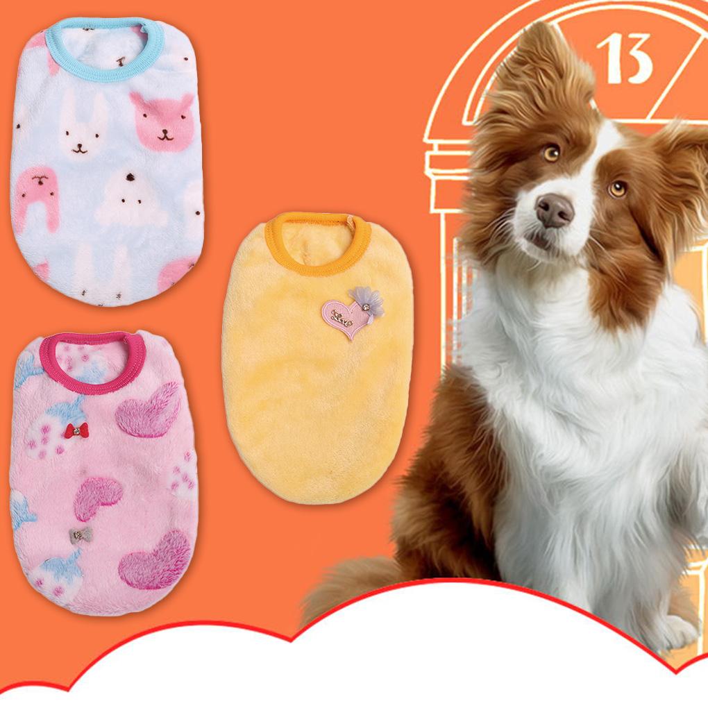 Pet Clothes Coral Velvet Vest Vests with Cute Patterns Clothing Fashionable Windproof Breathable Wearing for Winter Autumn