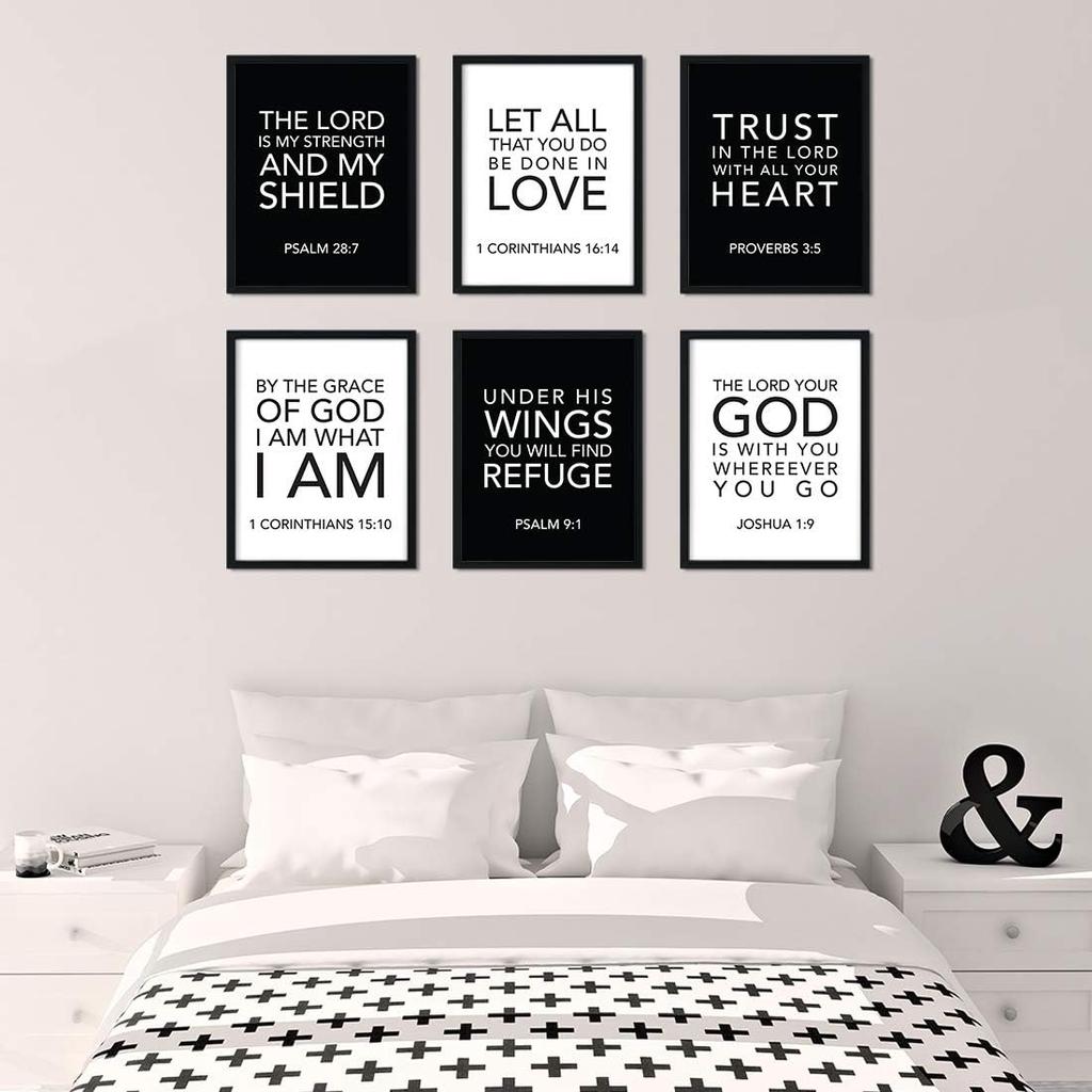 Andaz Press Black White Christian Bible Quotes Wall Art Poster Home Decor, 8.5x11-inch, Formal, Trust in The Lord with All Your Heart Proverbs 3:5,
