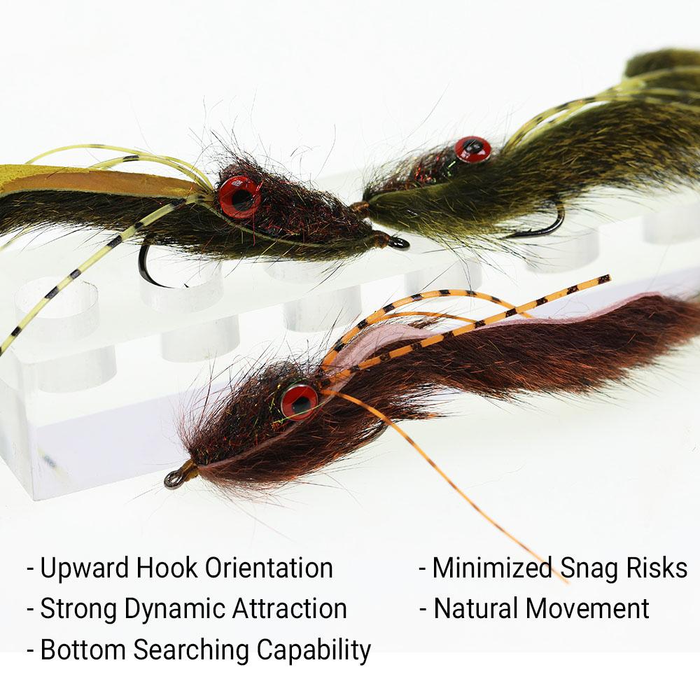 2pcs Fishing Streamer Fly for Trout Bass - Bottom Search Loach Lure with Dumbbell Eyes, Squirrel Tail,for Freshwater Saltwater