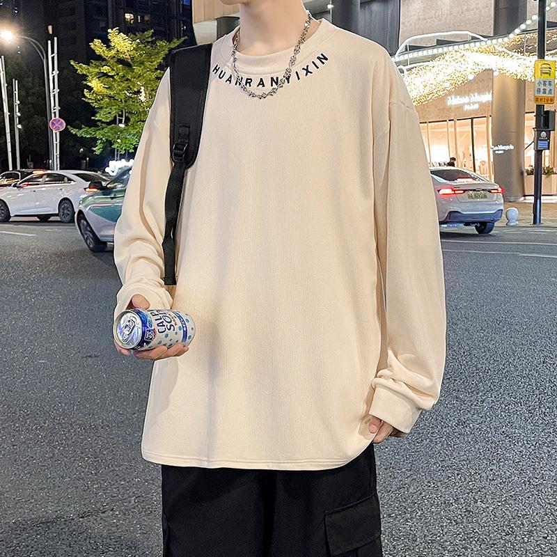 New Autumn and Winter Men's Sweatshirt Casual and Versatile Long-sleeved T-shirt Embroidered Round Neck Heavy Sweatshirt
