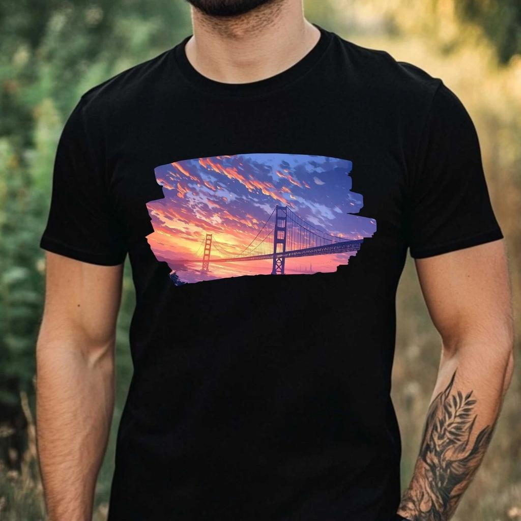 T-Shirt Herren Golden Gate Bridge Motiv Baumwolle Größe XS bis 5XL