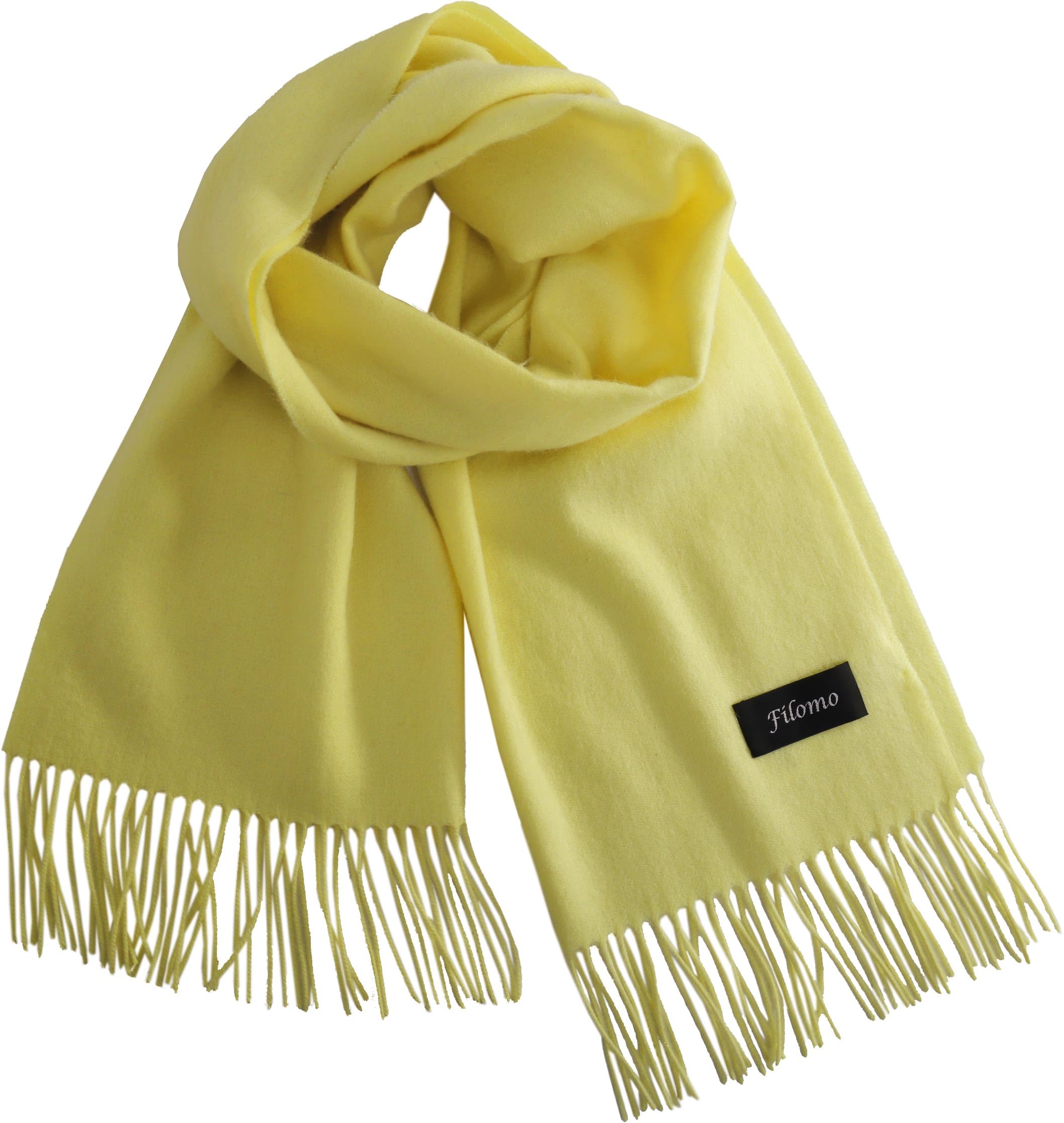 

Filomo Cashmere Blend Scarf for Men and Women Cashmere and Wool 190 x [Soft Blend] (Yellow, 50cm)