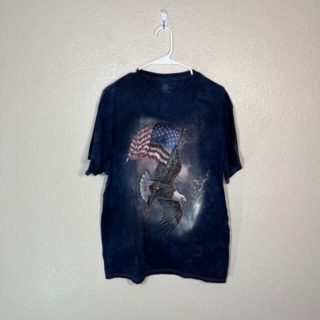 The Mountain T Shirt Mens Large Eagle USA American Flag Graphic Tee Short Sleeve S