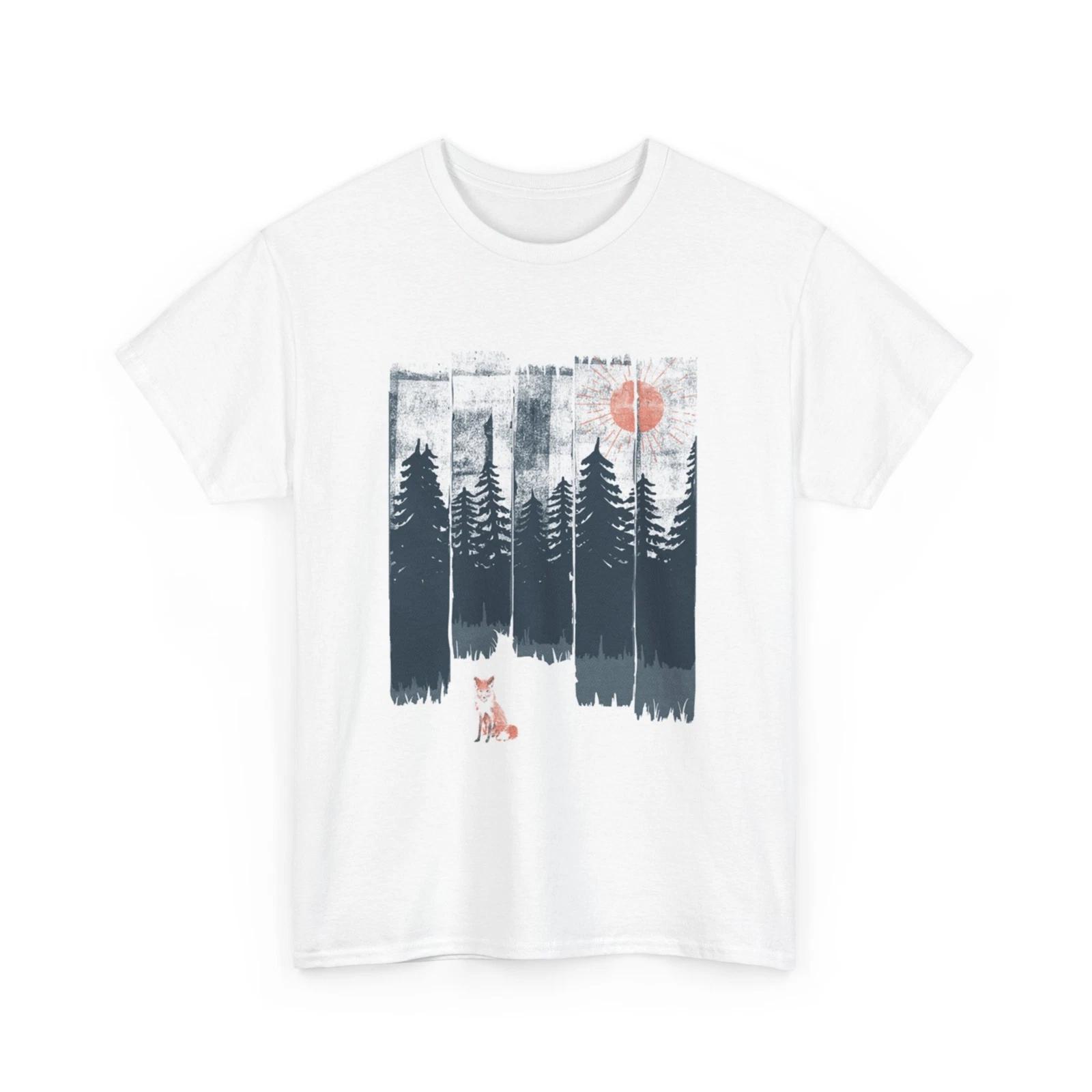 Japanese Forest Landscape T-Shirt - Nihonga Shirt - A Fox In The Wild Shirt XL