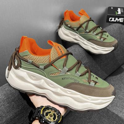 Streetwear Mens Platform Sneakers Fashion Green Casual Sport Shoes Men Mesh Breathable Designer Trainer Men Chunky Sneakers