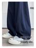Women's Blue High-Waisted Slim-Fit Wide-Leg Pants - Pear-Shaped, Slimming, Loose Casual Trousers for Autumn 2025.