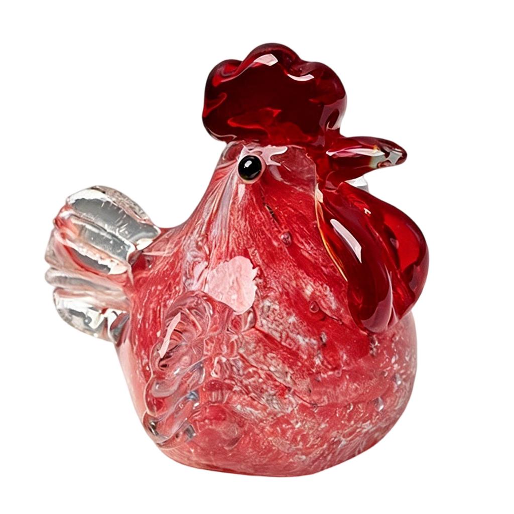 Glass Rooster Chicken Figurines Country Kitchens Home Decorations Hand Blown Cocks Sculptures Collectibles for Women Men