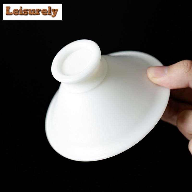 Chinese White Jade Mud Ceramic Teacup White Porcelain Bamboo Hat Tea Bowl Personal Jade Clay Cone Master Cup Kung Fu Teaset Gift