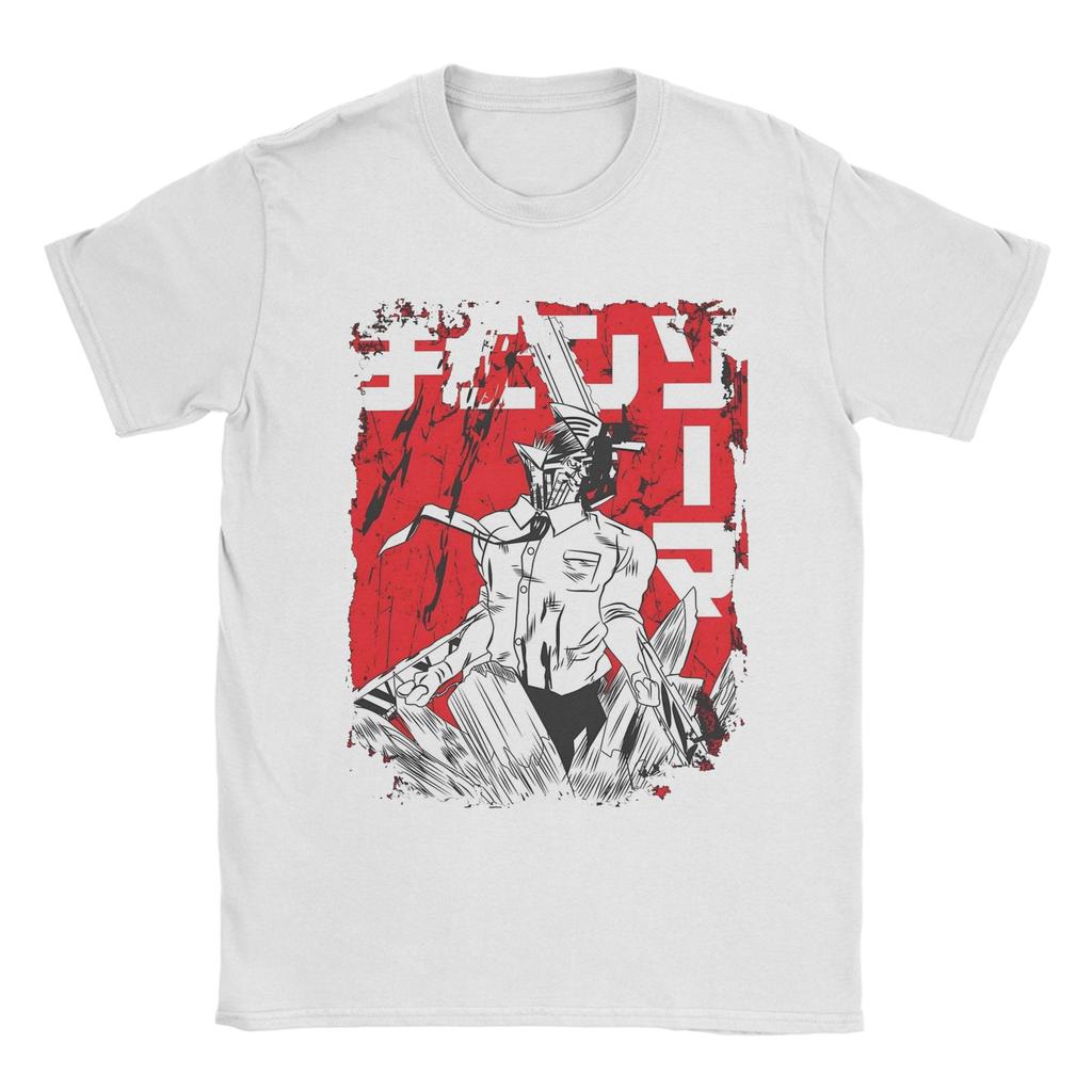 Denji Manga Anime Tshirts Men Cotton Top Tee Vintage Chainsaw Man Oneck Short Sleeve