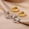 Vintage U-Shape Square Hoop Earrings For Women Stainless Steel Geometric Square Earring Femme Wedding Aesthetic Jewerly Gift