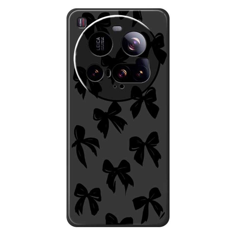 For Xiaomi 15 Ultra Case Black Bow Pattern Printing Straight Edge TPU Phone Back Cover