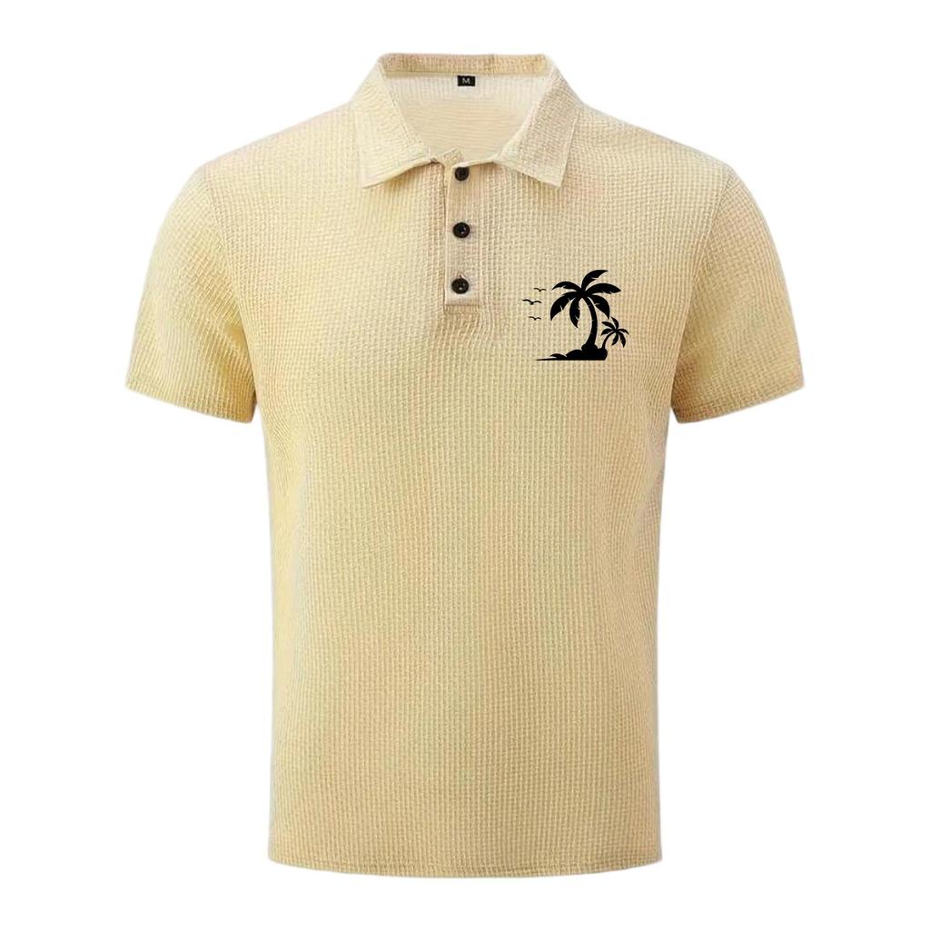 Men's Summer High-End Mesh Ice Silk Short Sleeve T-Shirt Polo Collar Lightweight Breathable Fabric Casual Fit