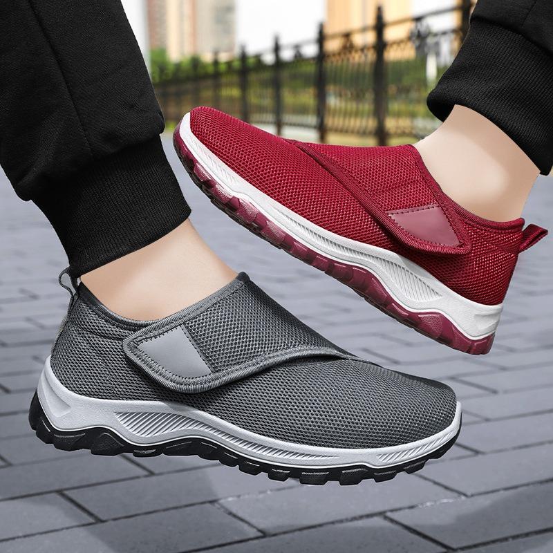 Shoes autumn women's mesh breathable casual shoes Velcro medium old mother shoes single shoes