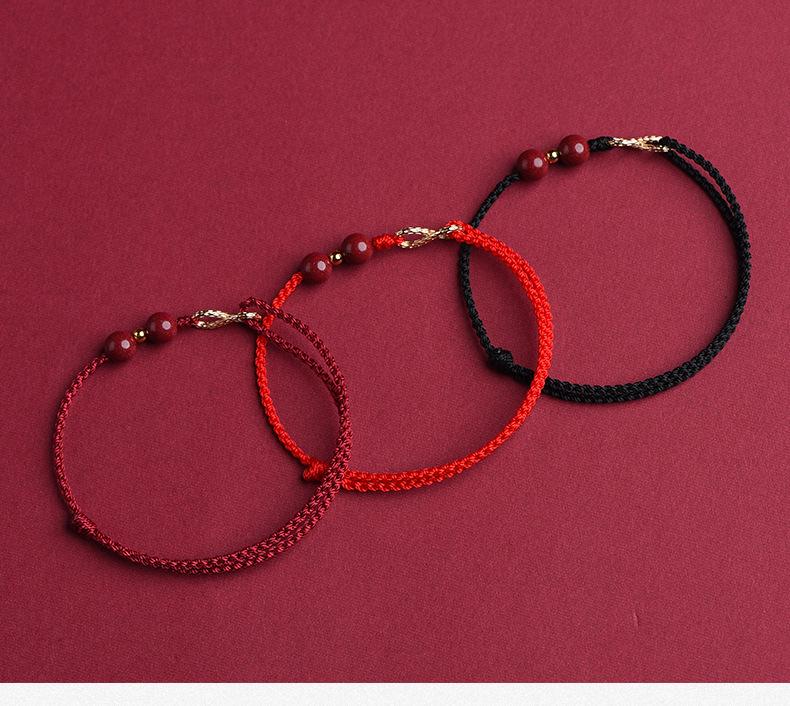 Benmingnian Cinnabar Red String Bracelet & Infinite Richness Anklet Set for Women
