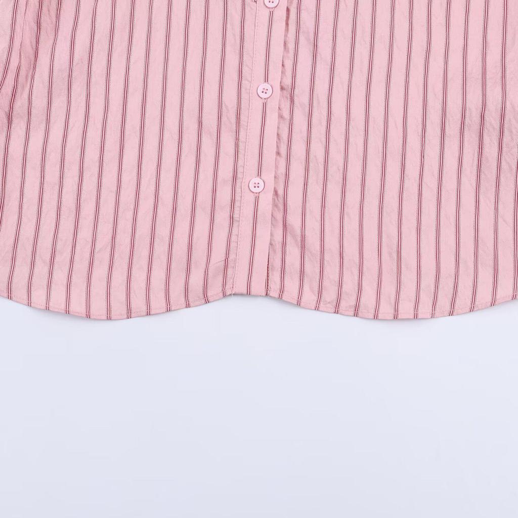 TAOP&ZA Women's Ruffle Stripe Layered Shirt - Spring 2026 Arrival