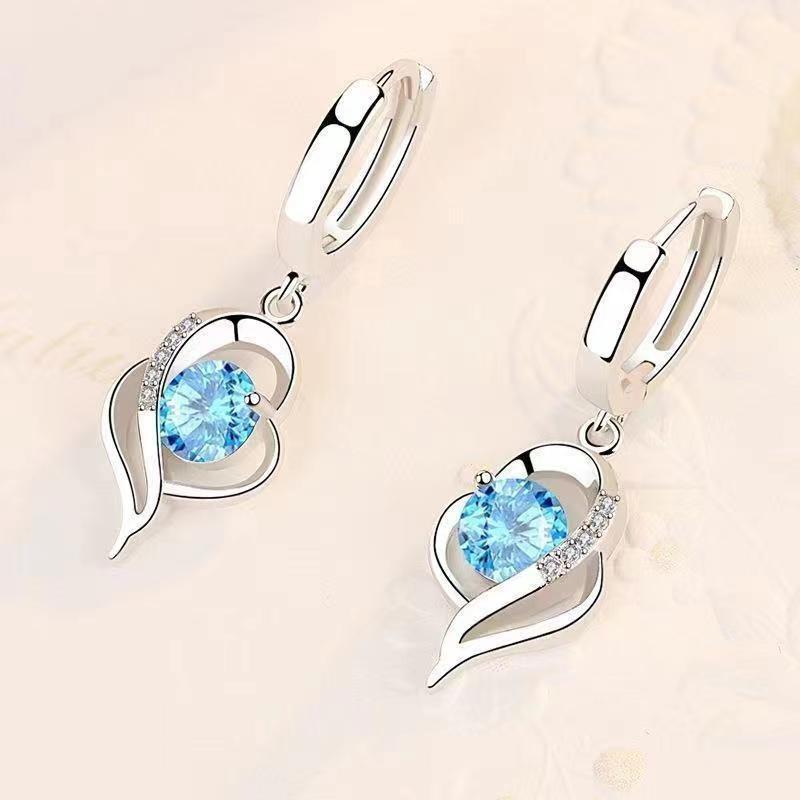 Zinc Alloy 925 Pendant Earrings You Are in My Heart Birthstone Jewelry for Women Birthday Anniversary Gift Fine Ladies