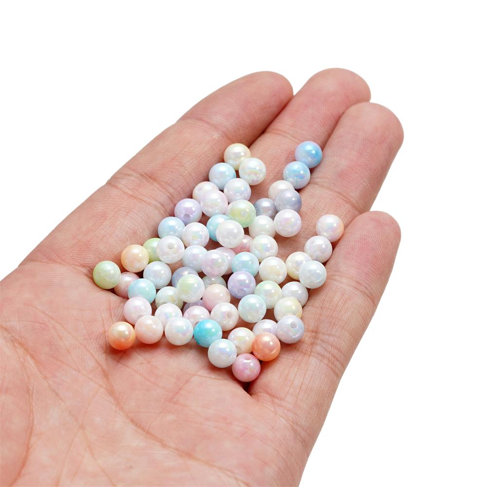 10g 4/6mm Acrylic Aurora Spacer Beads Gradient AB Color Imitation Pearl Round Bead for DIY Bracelet Jewelry Accessories