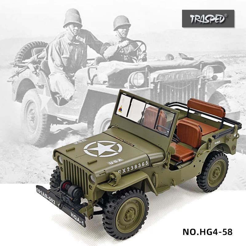 1/14 Full Scale HG4-58 4WD Climbing Electric Remote Control Model Electric Car Simulation Military Truck Adult Children's Toy